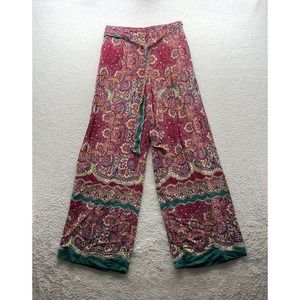 Ett Twa Anthropologie Boho Palazzo Pants Size 2 Wide Leg Paisley Belted Flowy